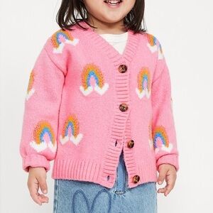 Printed Rainbow Button-Front Cardigan Sweater 🌈